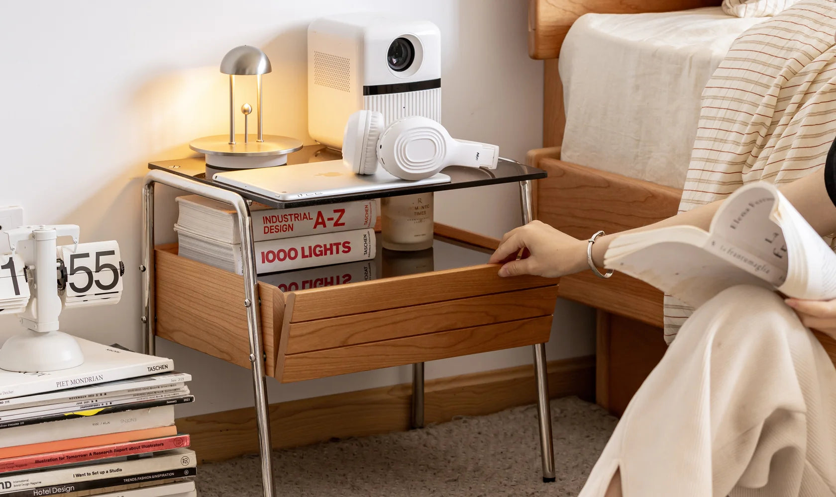 Briar Compact Cherry Wood Nightstand