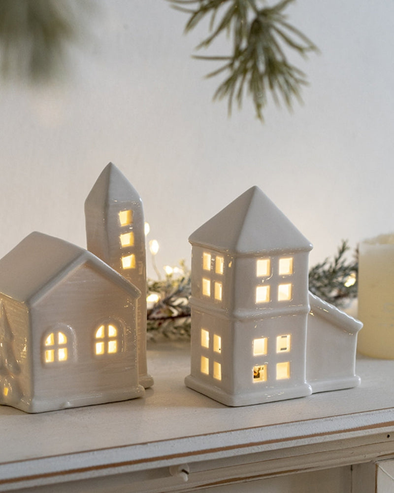 Hromeo Ceramic Christmas House Lamp