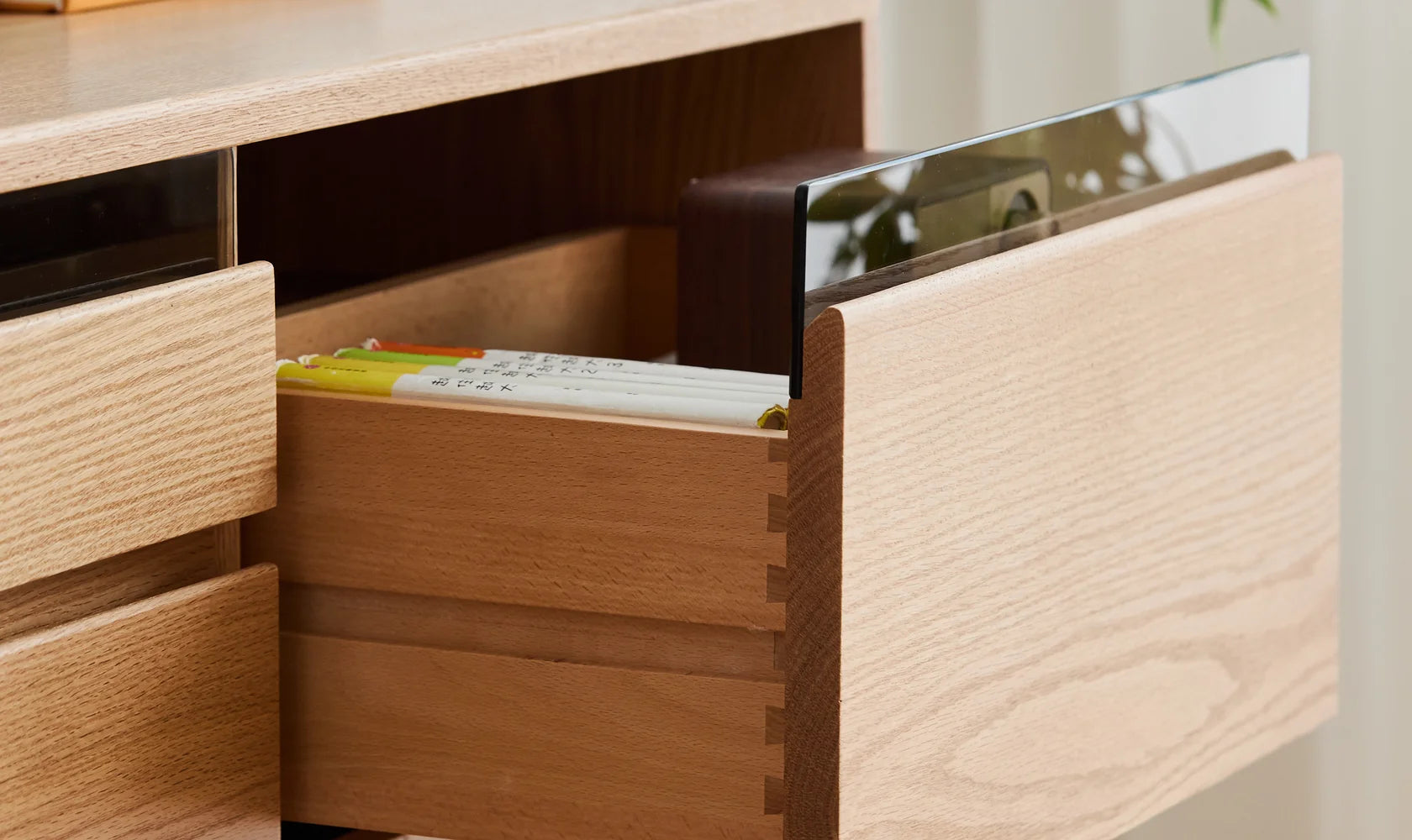 Orbit Six-Drawer Solid Oak Cabinet