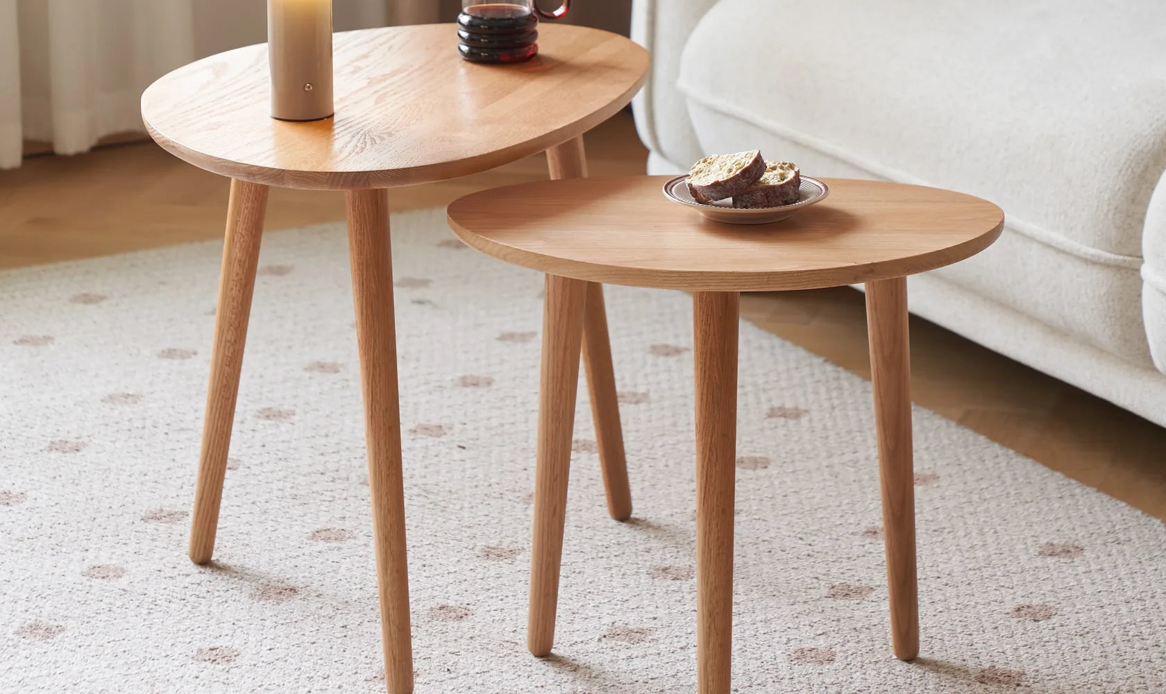 Kove Solid Oak Round Coffee Side Table