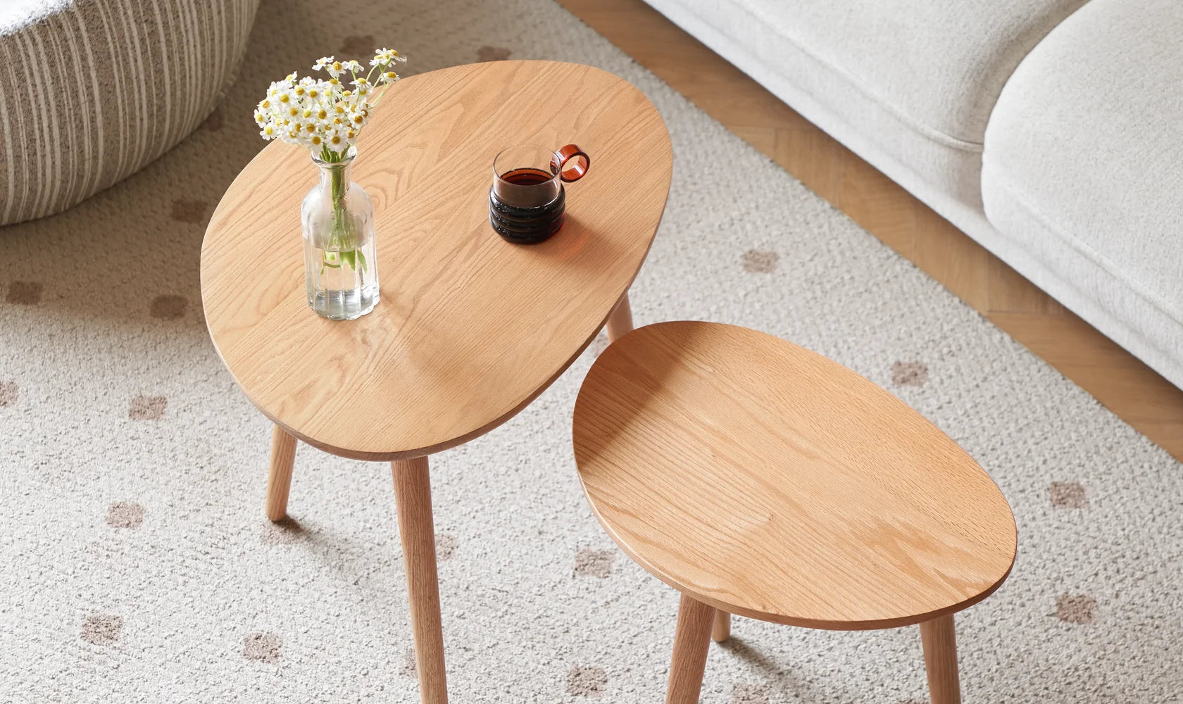 Kove Solid Oak Round Coffee Side Table