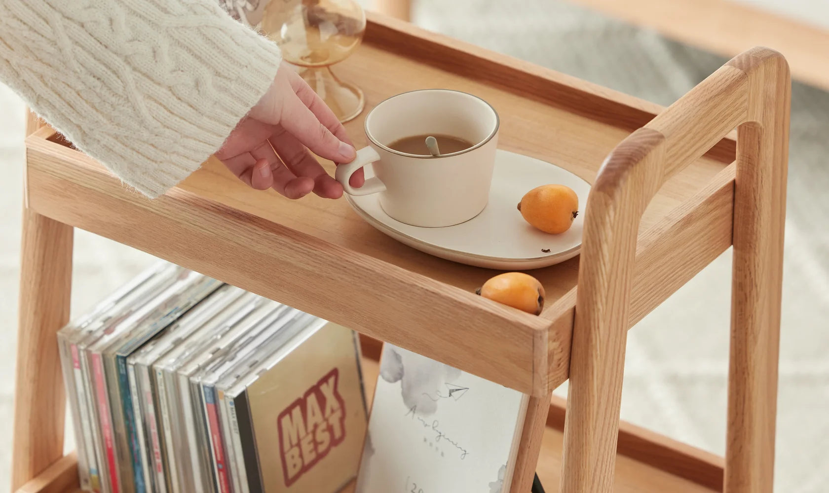 Orlen Solid Oak Open Shelf Storage Rack