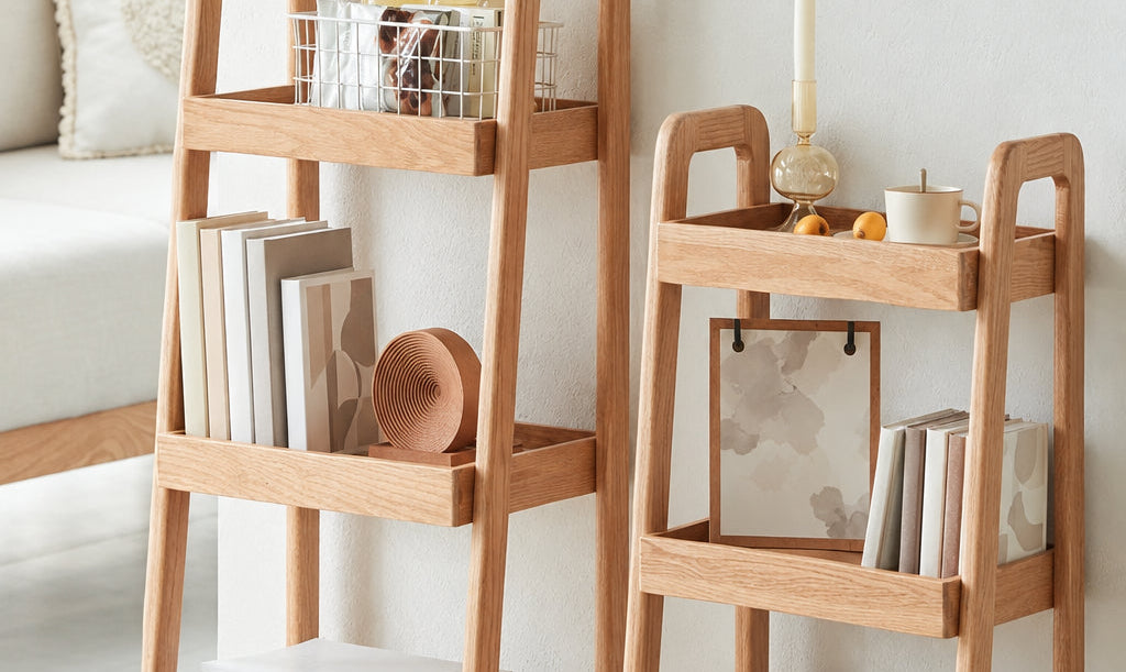 Orlen Solid Oak Open Shelf Storage Rack