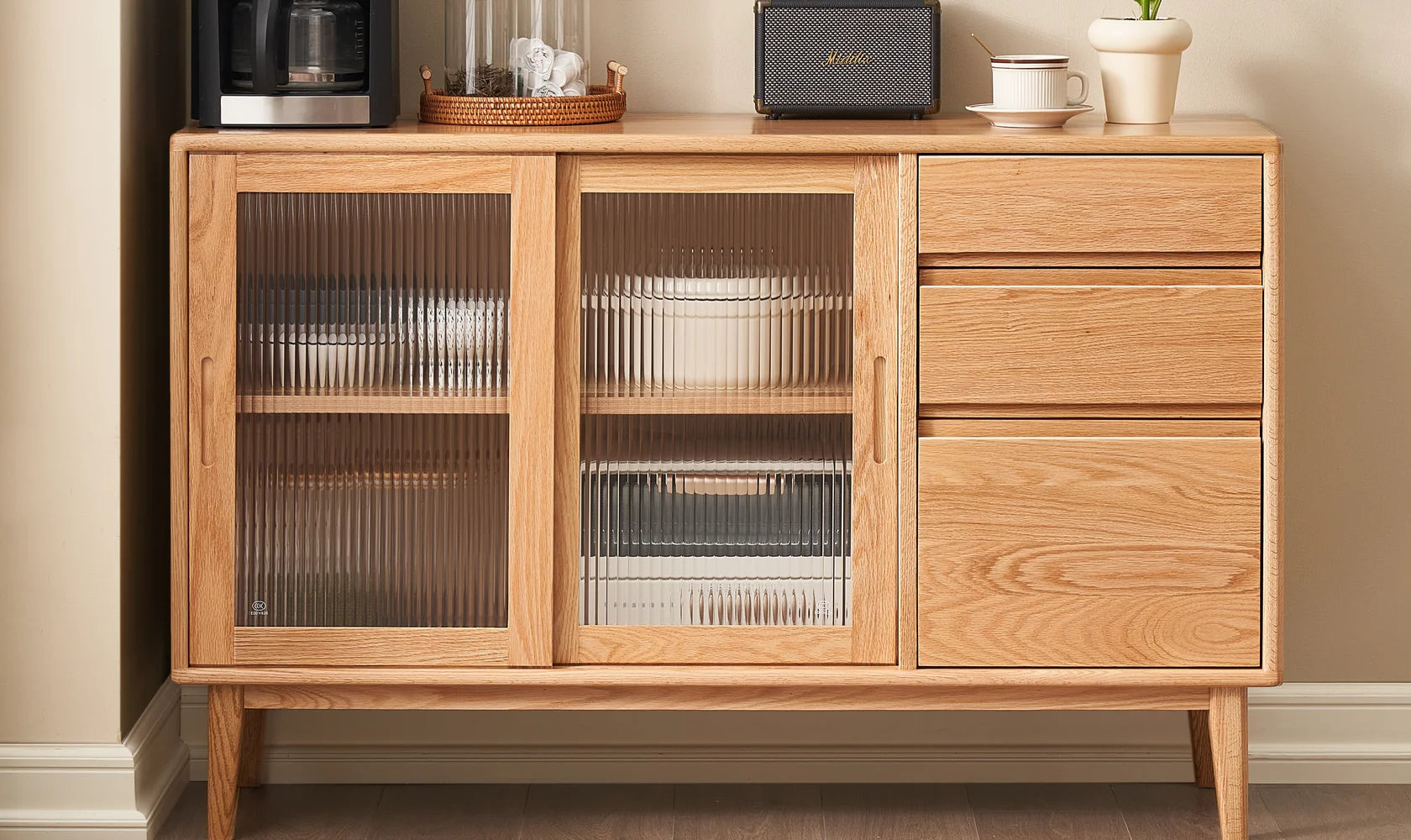 Realwyn Solid Oak Sideboard Cabinet