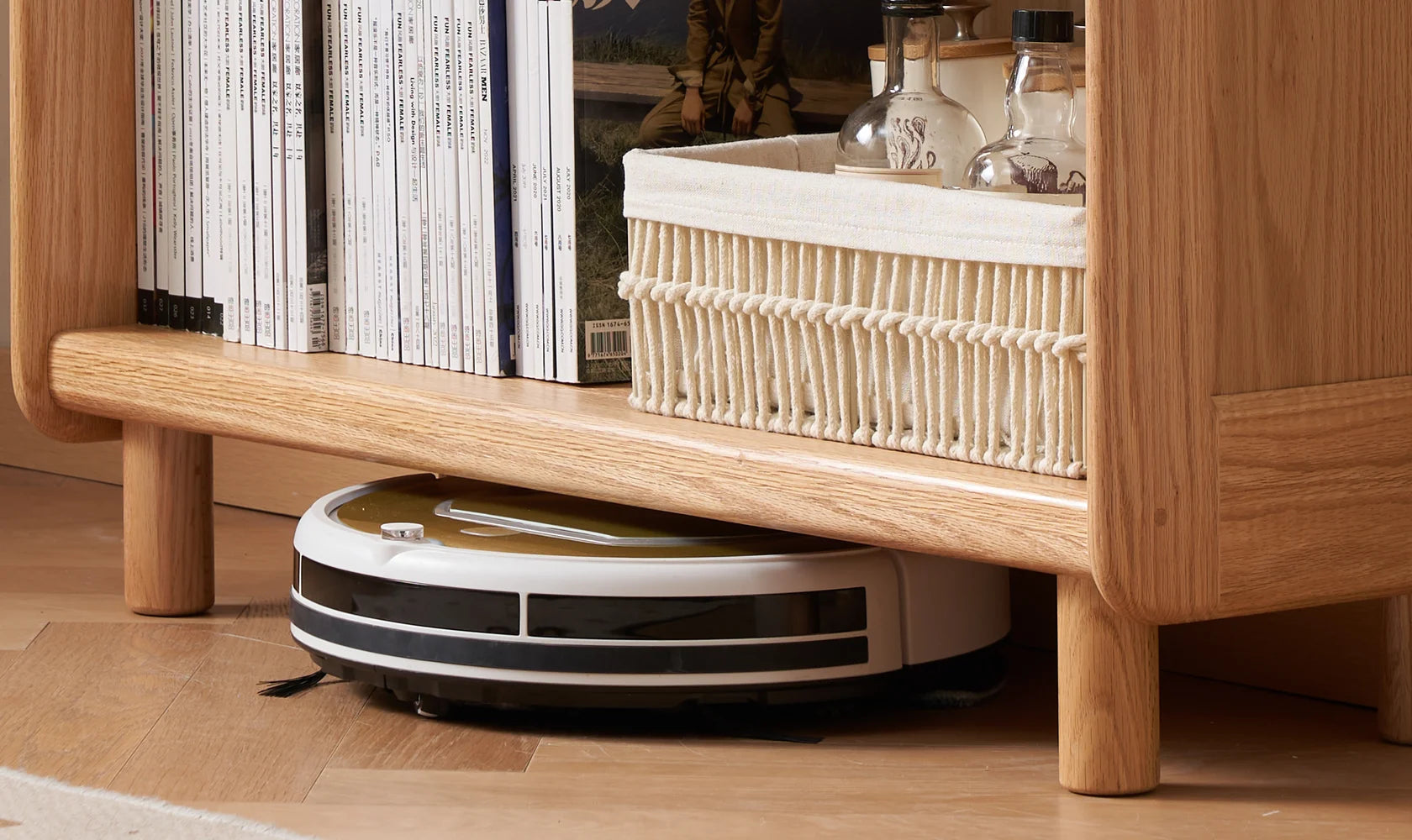 Vera Solid Wood Bookshelf Storage Cabinet