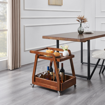 Andlia Solid Wood Bar Cart With Wheels