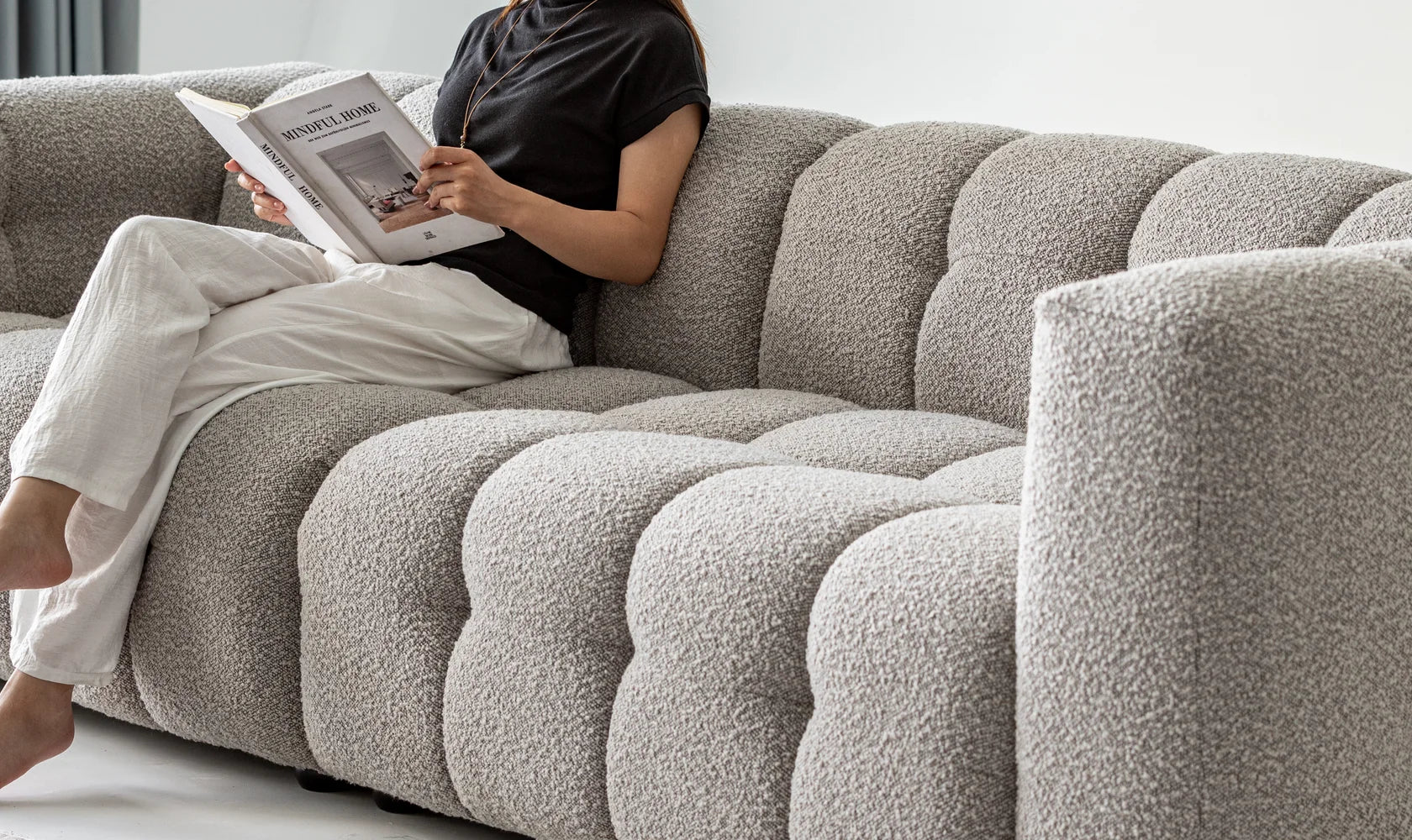 BOBO Modern Linen Sectional Sofa
