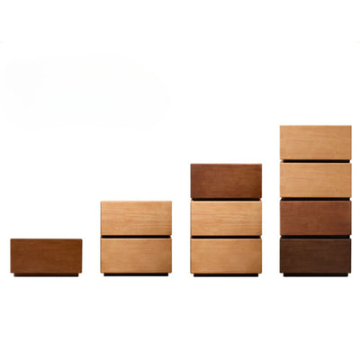 Set of wooden boxes in various sizes on a white background