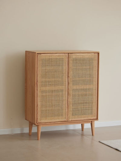 Versa Rattan-Weave Door Shoe Storage Cabinet