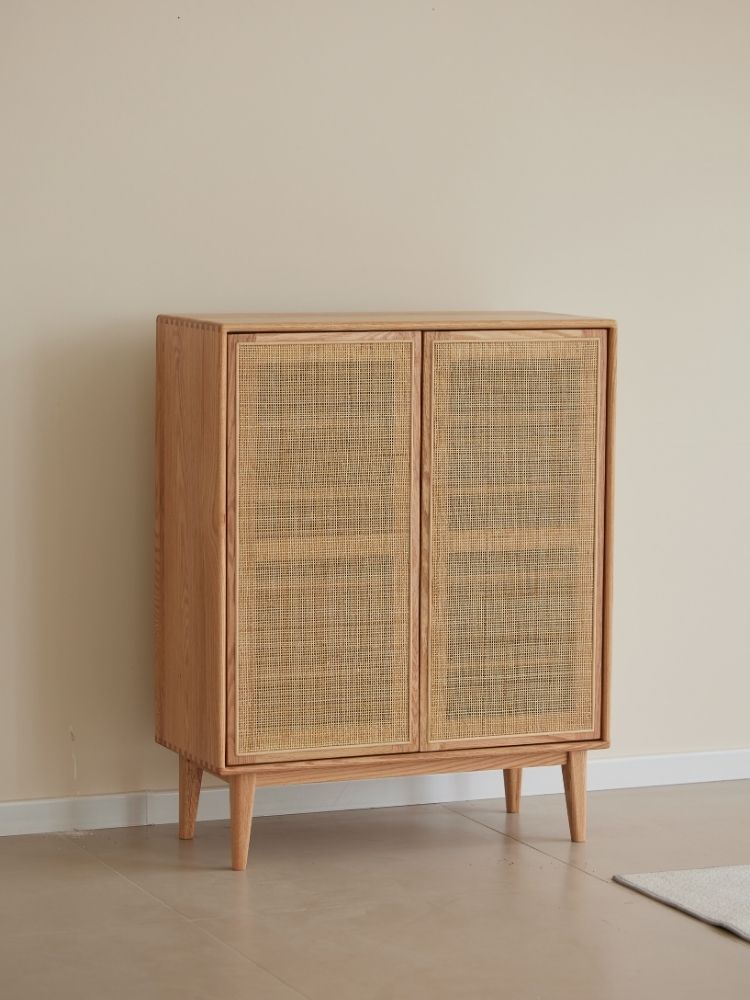 Versa Rattan-Weave Door Shoe Storage Cabinet