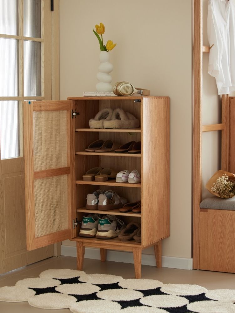 Versa Rattan-Weave Door Shoe Storage Cabinet
