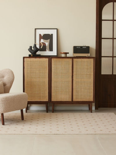 Versa Rattan-Weave Door Shoe Storage Cabinet