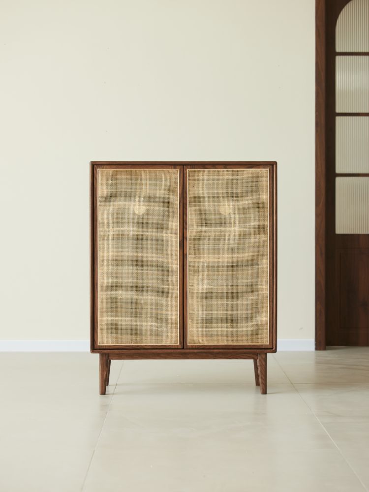 Versa Rattan-Weave Door Shoe Storage Cabinet
