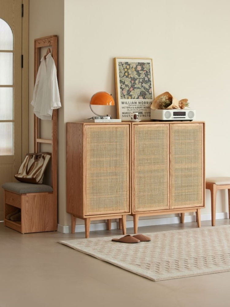 Versa Rattan-Weave Door Shoe Storage Cabinet