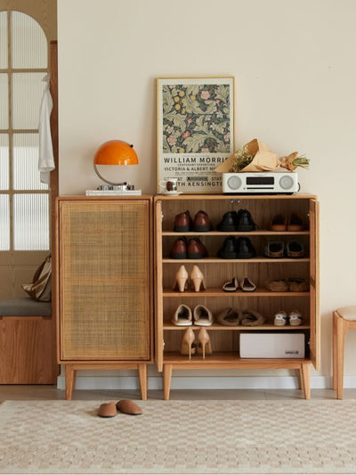 Versa Rattan-Weave Door Shoe Storage Cabinet