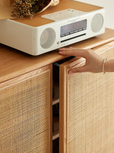 Versa Rattan-Weave Door Shoe Storage Cabinet