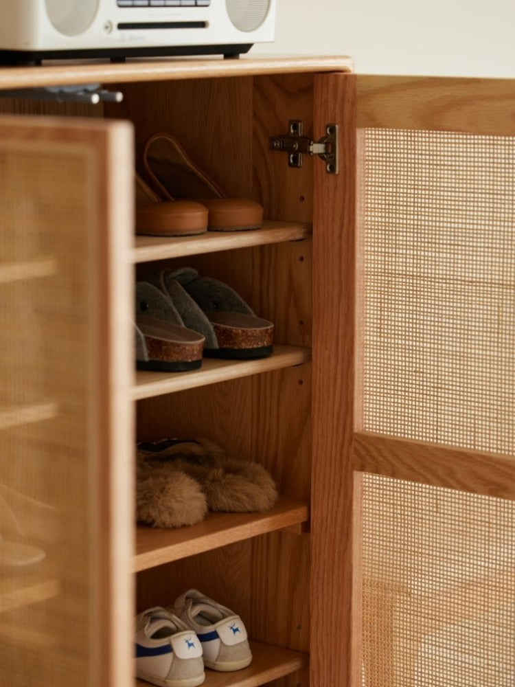 Versa Rattan-Weave Door Shoe Storage Cabinet