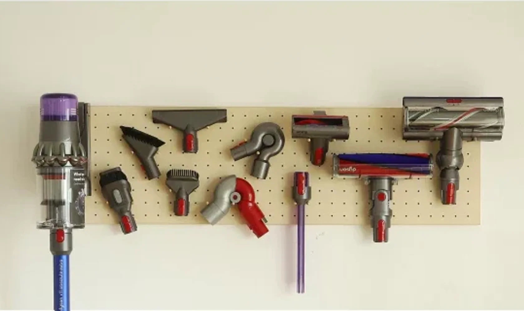 Stax Wooden Pegboard Vacuum Organizer Rack