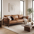 Devale Wood Frame Leather Sofa